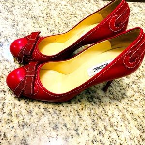Vintage Moschino Red Bow Heels